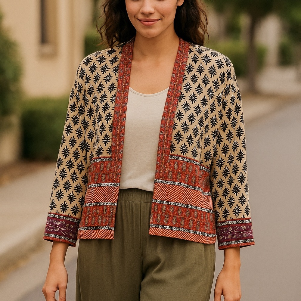 RAGA Multicolor Patterned Reversible Cardigan size small